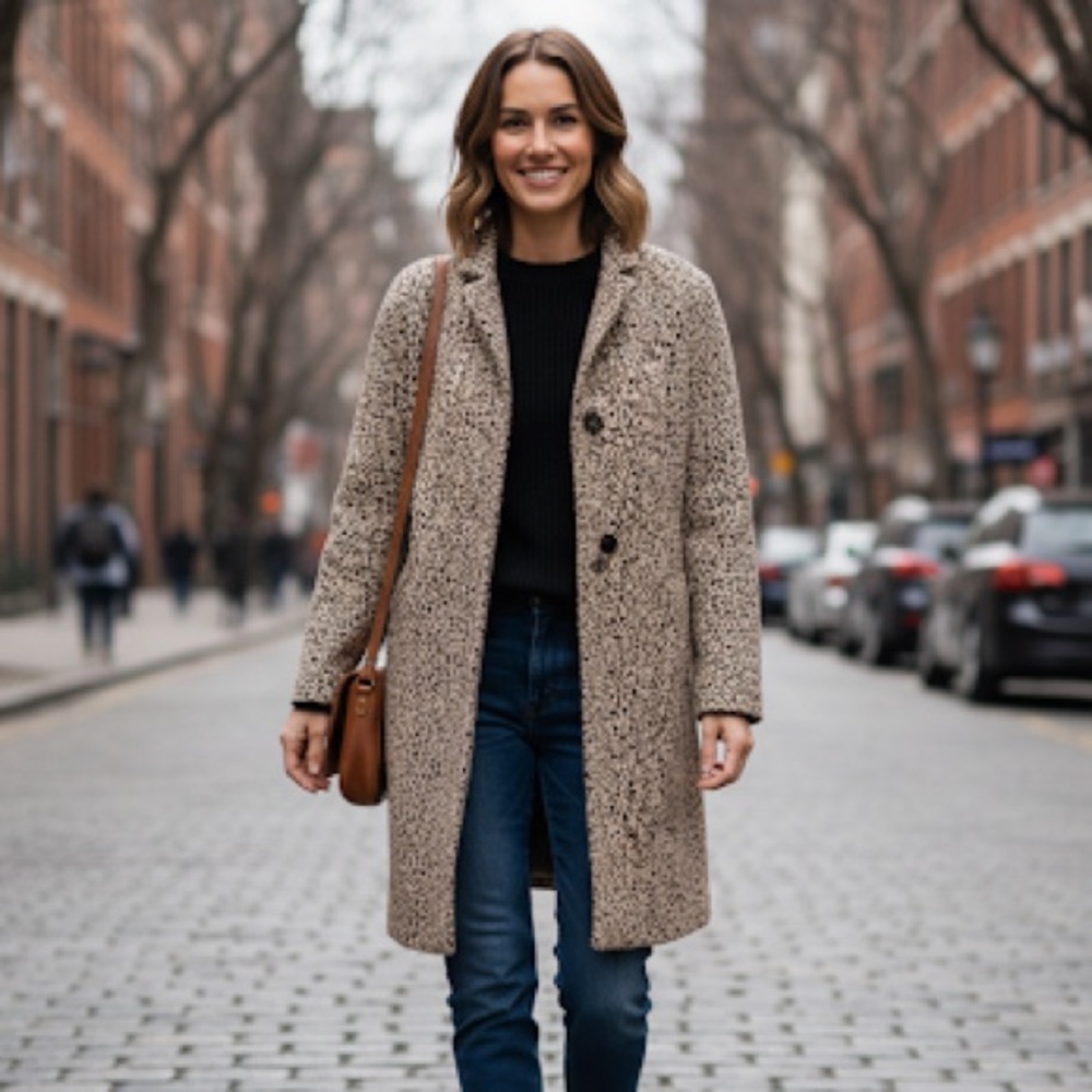 Anthropologie Cartonnier Sz XS Leopard Metallic Relaxed Coat